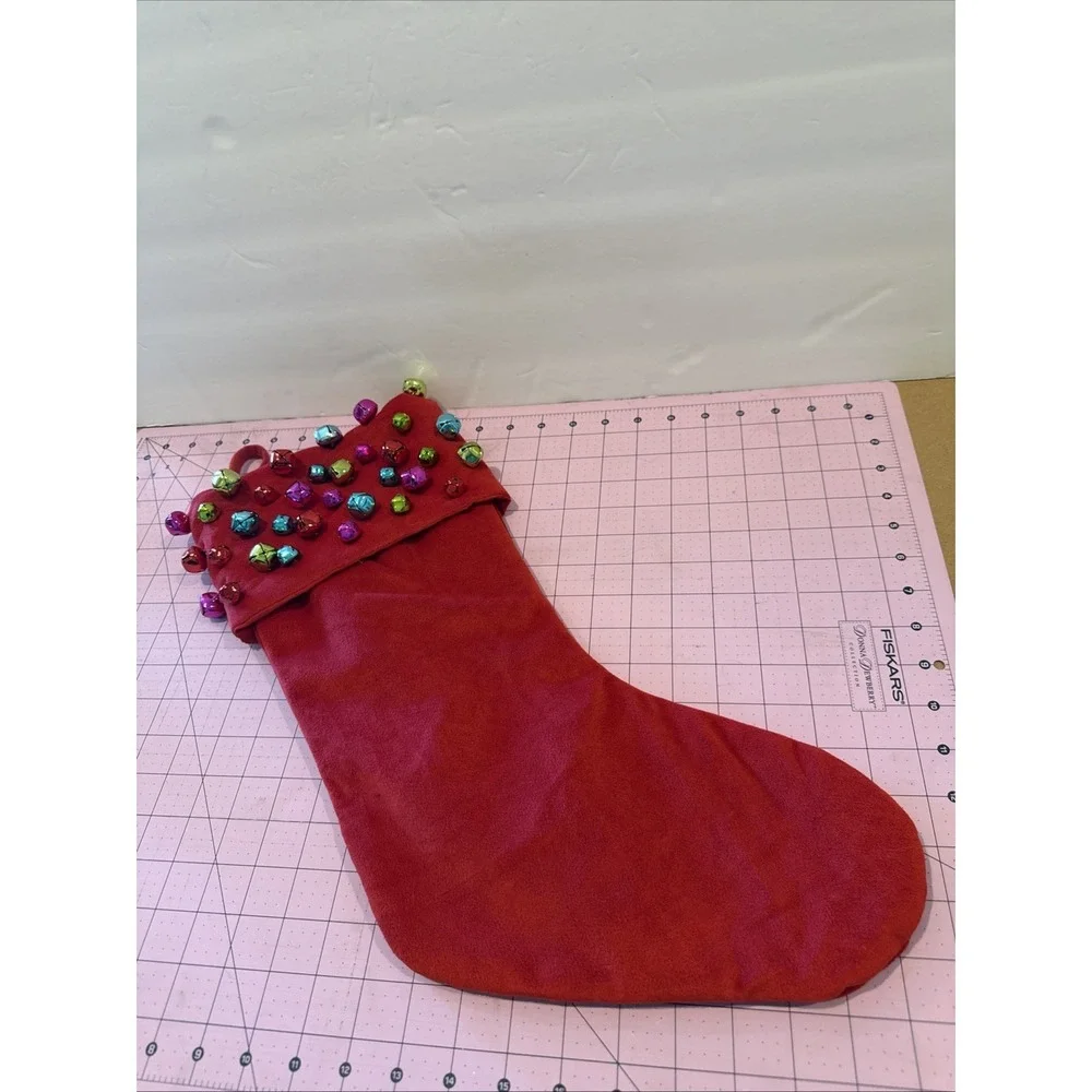 Large Red‎ Stocking with Colorful Bells